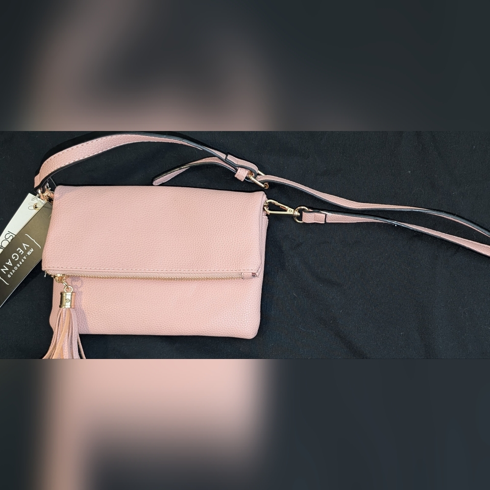 Vegan Leather Blush Pink Crossbody with Tassel